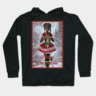 Kawaii black girl merry christmas Hoodie